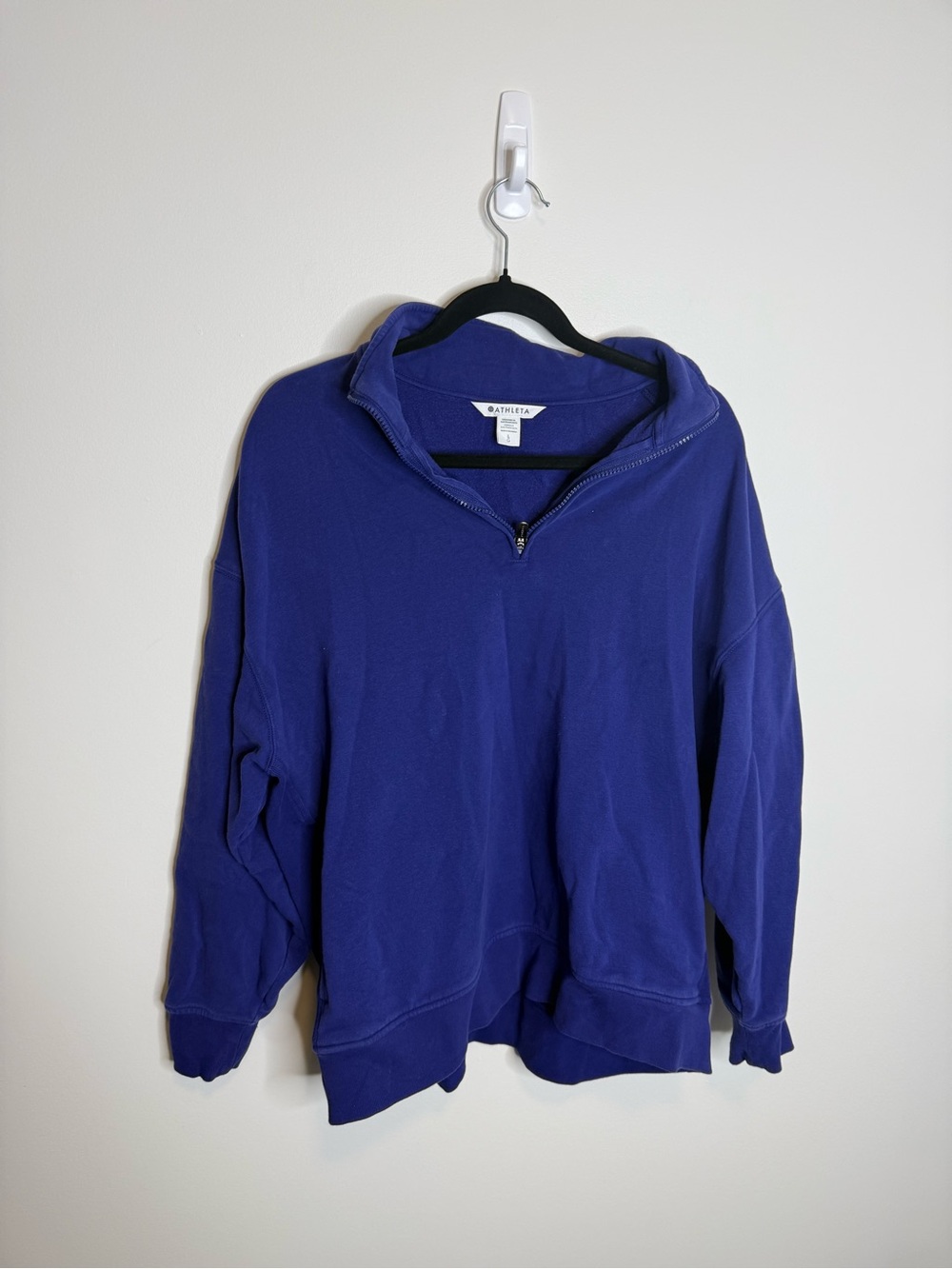 Athleta Deep Blue Half-Zip Sweatshirt size large